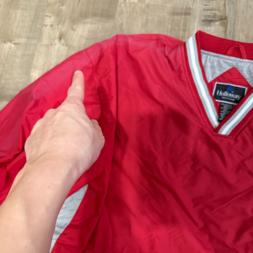 Vintage Ohio State Holloway Pullover Windbreaker Red XL Nylon Lined Embroidered - Picture 8 of 13